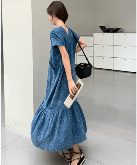 flared denim dress　hm2867
