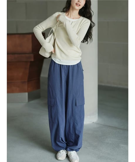 fake two-piece knit shirt  / 2color　hm2549