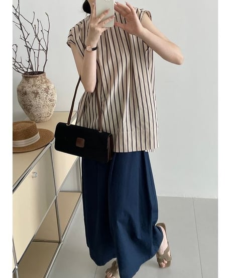 french sleeve stripe blouse / 2color　hm1536