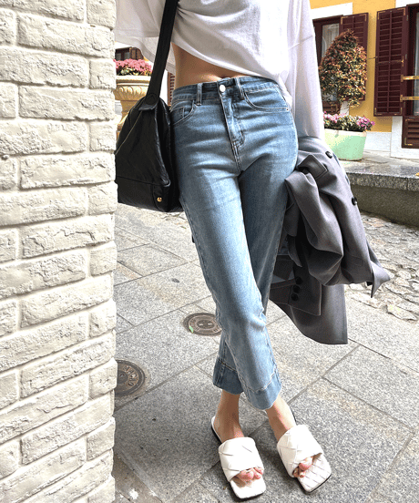 semi-flared denim pants / 2color　hm1300