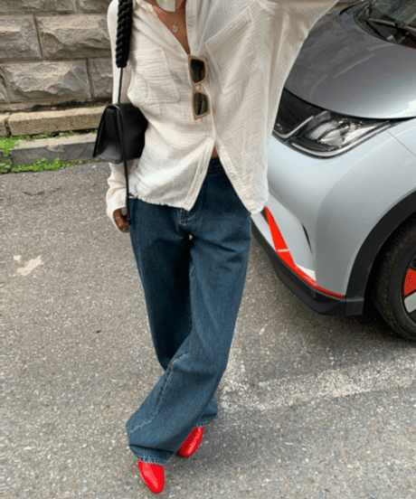 straight denim pants / 2color　hm1172