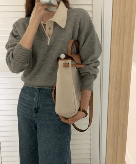 classic collar knit polo / 2color　hm2703