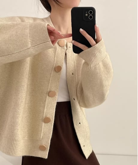 crewneck knit cardigan   / 3color　hm2603