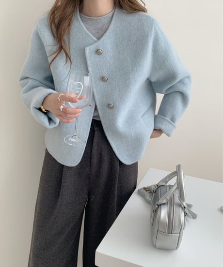 chic no-collar jacket / 5color　hm2705