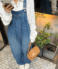 tuck denim overall / 2color　hm1277