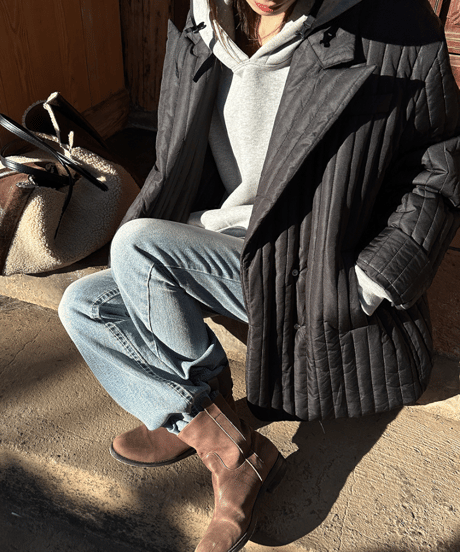 striped quilted down coat / 2color　hm1215