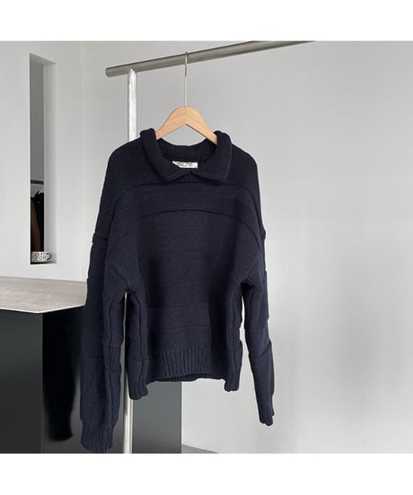collared cropped knit / 4color　hm2719