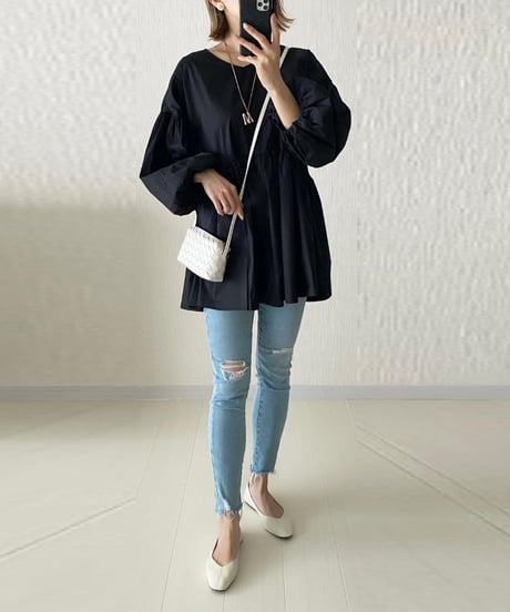 gather flare blouse / 2color　hm2579