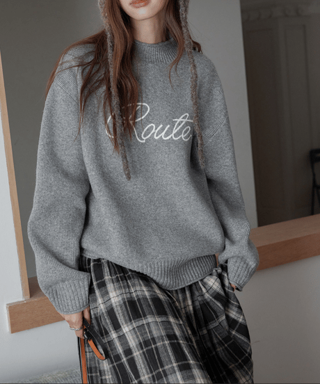 relaxed logo knit / 4color　hm2804