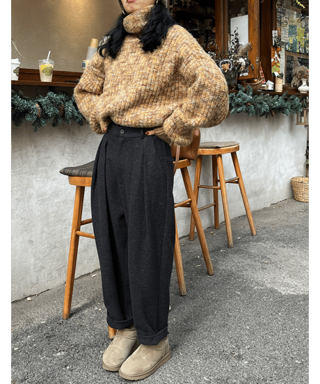 tucked cropped pants / 2color　hm1769