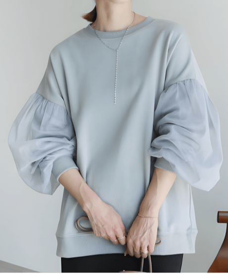 sheer sleeve sweatshirt / 5color　hm2576