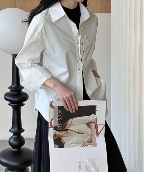 lace-up front shirt　hm2064