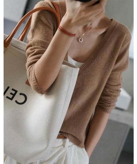 v-neck loose cardigan / 5color　hm1841