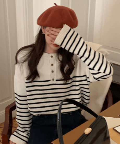 stripe knit top　hm2665