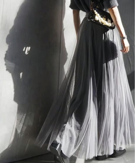 long flared tulle skirt / 4color　hm1885