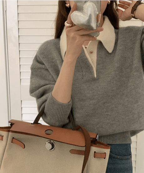 classic collar knit polo / 2color　hm2703