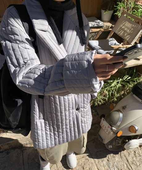 striped quilted down coat / 2color　hm1215