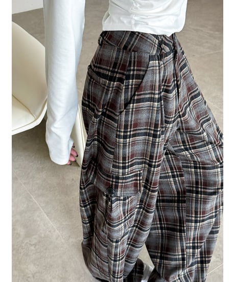 plaid wide pants / 2color　hm2768