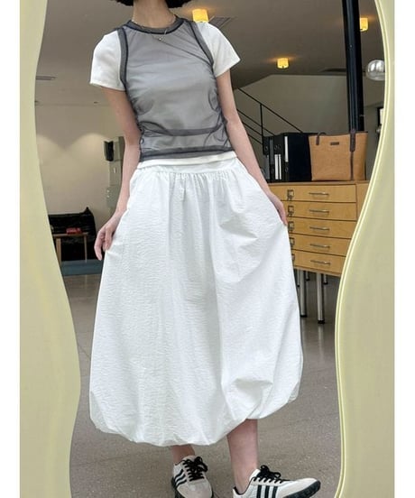 mesh layered tee / 2color　hm2336