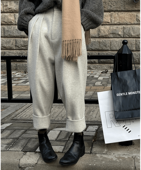 tucked cropped pants / 2color　hm1769