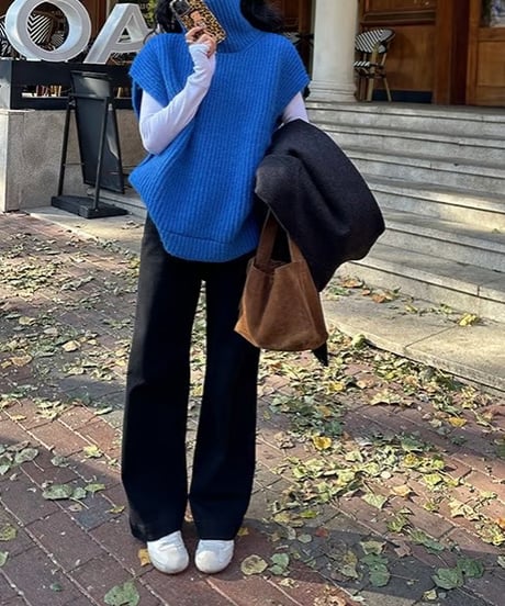 high-neck loose knit vest / 2color　hm1760