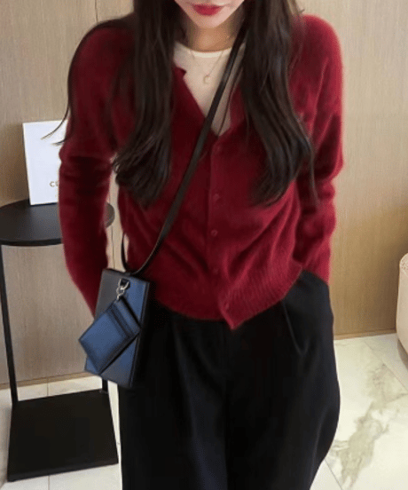 fluffy knit cardigan / 5color　hm2616