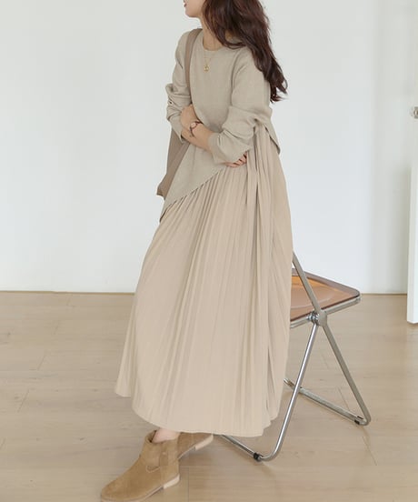 pleated docking dress / 2color　hm1674