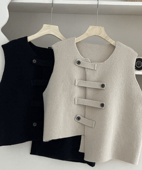 asymmetry wrap vest / 3color　hm2615