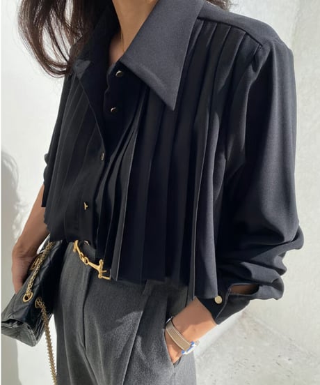 pleated cropped shirt  / 2color　hm2643