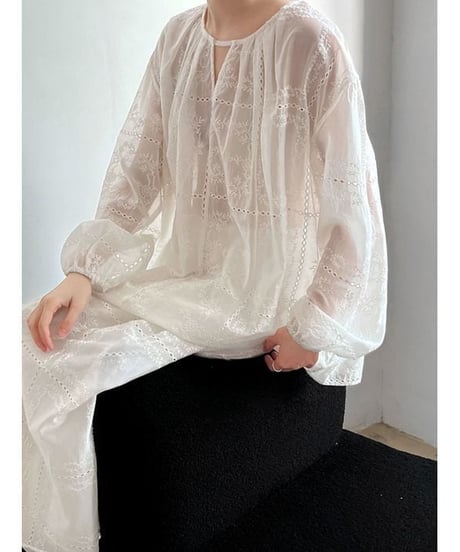 panting lace blouse & skirt  / 2color　hm2340