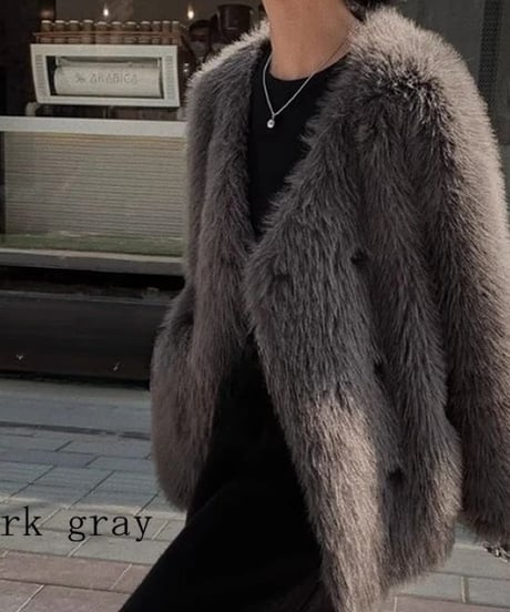 fake fur double coat / 4color　hm1796