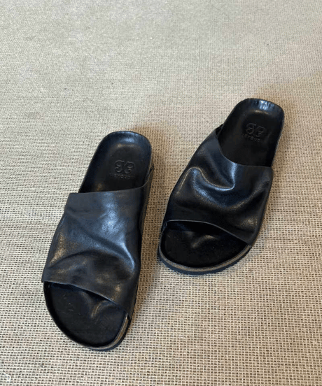 leather slide sandals / 2color　hm2374