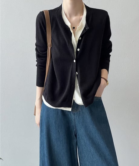 layered knit cardigan / 3color　hm1710