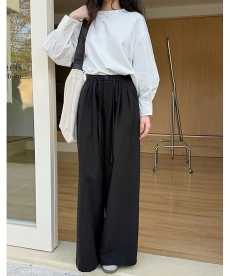 tuck design wide pants / 2color　hm2238