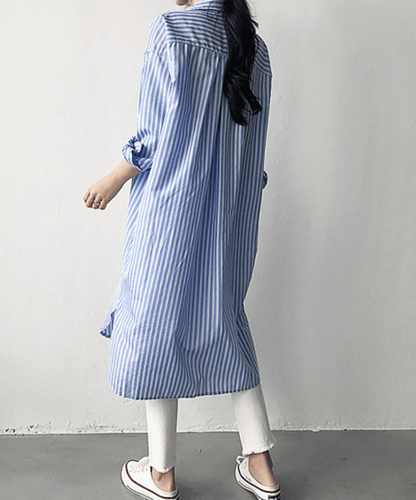 striped long shirt dress / 2color　hm2830