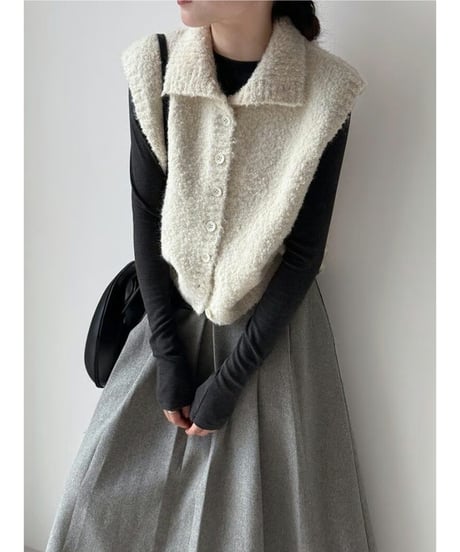 textured knit vest / 4color　hm2675