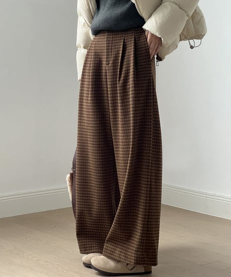 check wide pants / 2color　hm1782