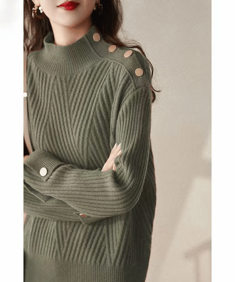 button high-neck knit / 3color　hm2697