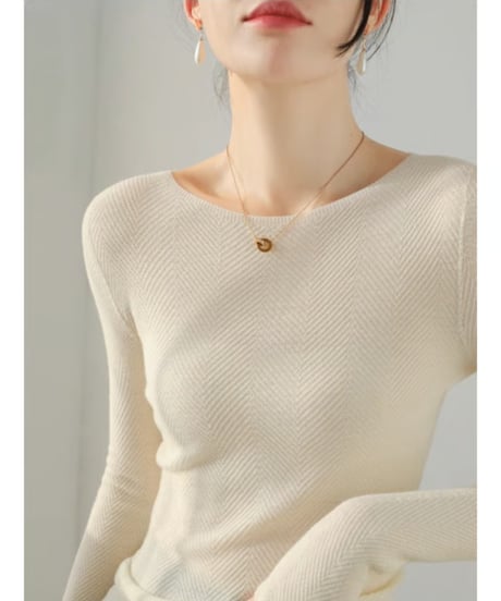 herringbone knit shirts / 4color　hm2781