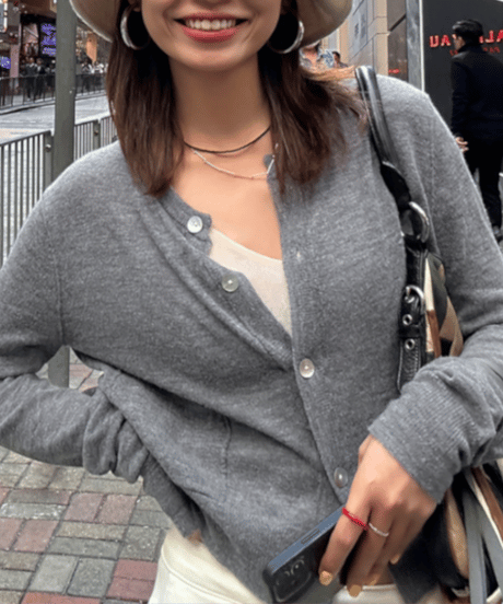 powder knit cardigan / 2color　hm1243