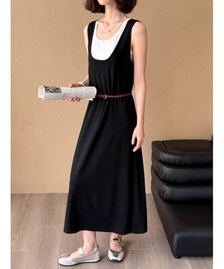 layered tank dress / 2color　hm2212