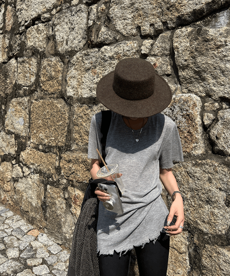 damaged ribbed t-shirt / 3color　hm1303