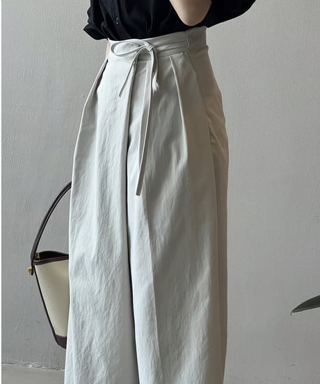 waist ribbon tuck wide pants / 3color　hm1716