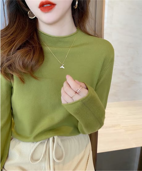 simple high-neck knit / 9color　hm2695
