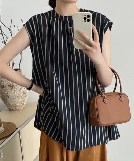 french sleeve stripe blouse / 2color　hm1536
