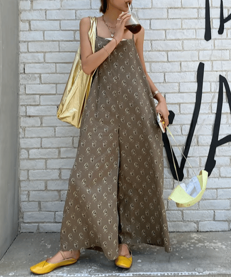 floral print cami overalls / 2color　hm1643