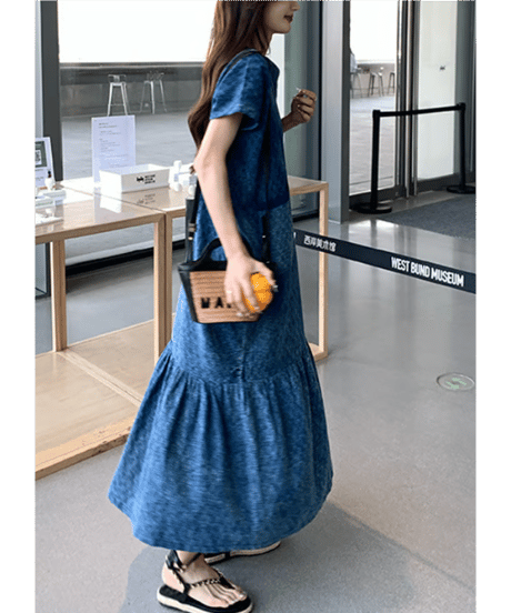 flared denim dress　hm2867