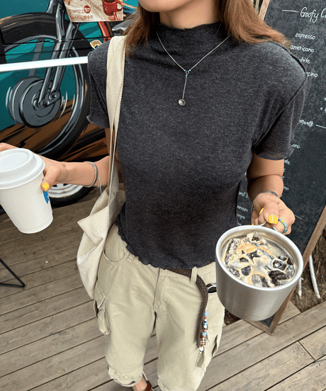 outseam mock neck top / 2color　hm1338