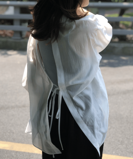 sheer open back shirt / 2color　hm1365
