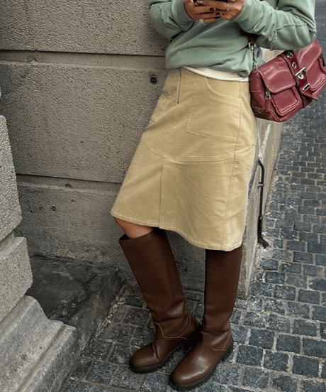 elegant corduroy skirt / 2color　hm1688
